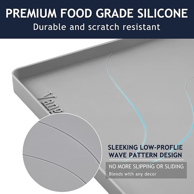 Heavy Duty Silicone Under Sink Mat for Kitchen&Bathroom 25" x 19",Waterproof Under Sink Rubber Mat Drip Tray, Raised Edge Under Sink Liner,Prevent Drips, Leaks, Spills,Grey