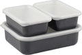 [Amazon.co.jp Limited] Fuji Hollow Shallow Square Containers, Set of 3, 1.35 L x 1, 0.45 L x 2 Cool Gray, Freezer Safe (Cold Resistance Temperature - 4°F (-20°C), Main Unit, Oven Safe (Except Lid), 2