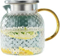 Water Pitcher Glass Water Pitcher with Filter Lid and Pouring Spout Heat Resistant Glass Carafe for Hot Cold Beverages Homemade Ice Tea Bottle Water Carafe(1.5L)