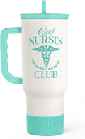 SANDJEST Nurse Gift for Women, Nutrition Facts Tumbler with Handle, Insulated Stainless Steel Travel Coffee Mug for Nursing Friends, Aprreciation Gifts for Nurse Week, Birthday, Christmas, 40oz