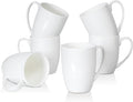 Plain White Fine Bone China Blank Coffee Mugs Set of 6, 11 Oz Tea Cups with Large Handle, Lightweight Ceramic Coffee Mugs, Aesthetic Coffee Cups