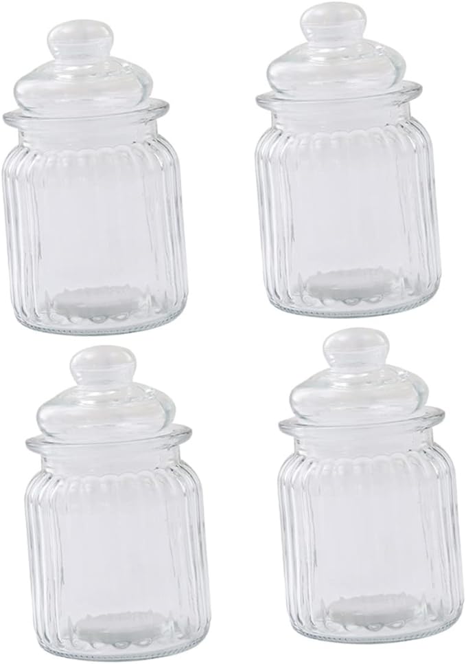 4pcs Glass Storage Can Meal Prep Containers Lids for Pantry Organization