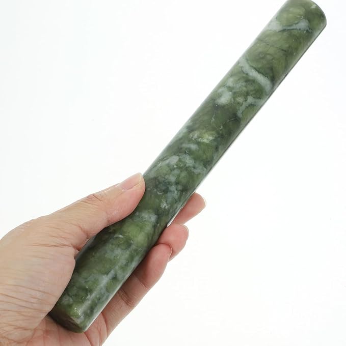 Amosfun Marble Dough Roller 2pcs Chinese Jade Stone Rolling Pins Dough Roller Pizza Rolling Pin Dumpling Roller Kitchen Tools Baking Supply