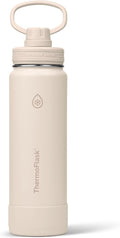 ThermoFlask Insulated Water Bottle with Spout Lid (24 oz, Sand) - Leakproof, Stainless Steel Water Bottle for Cold & Hot Drinks, Travel & Daily Hydration