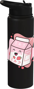 Kawaii Milk Cow Retro Japanese Strawberry Strawberry Milk Stainless Steel Insulated Water Bottle