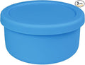 XU&PEIQI 24fl oz (700ml) Silicone Food Storage Containers, Round Bowls with Lids - Kitchen Serving, Salad & Lunch Containers - Airtight, BPA-Free, Microwave, Fridge & Dishwasher Safe (Ocean blue,3P)