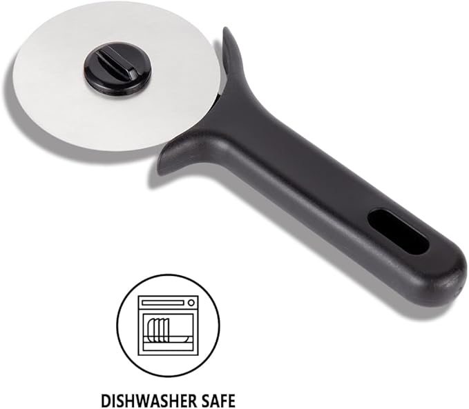 TJ POP Pizza Cutter 2 Pcs, Stainless Steel Pizza Cutter Wheel, Super Sharp Pizza Slicer, Easy to Cut & Clean, Dishwasher Safe Pizza Wheel-Black