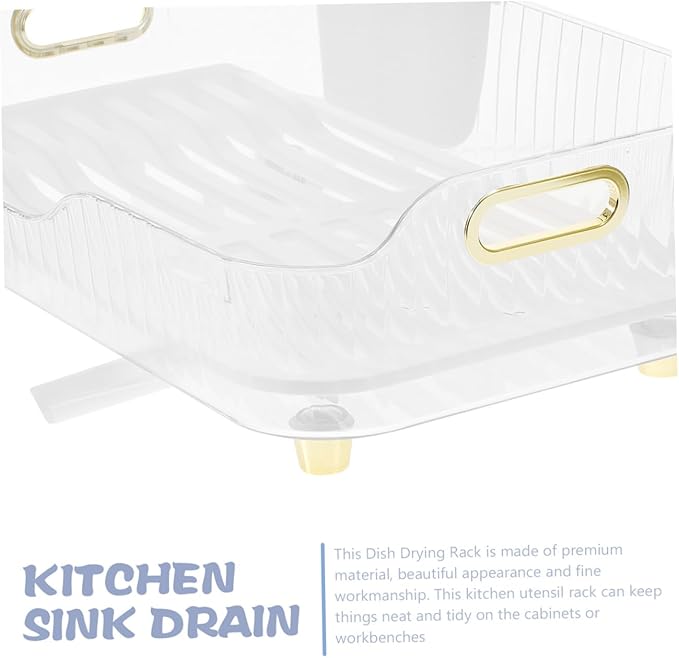 Homoyoyo Dish Drying Rack Over Sink Eco-Friendly Plastic Kitchen Dish Drainer with Vegetable and Flatware Holder for Countertop Organization