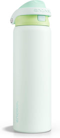 ENCOOL Leakproof Insulated Water Bottle with Straw Dual-Sip Water Bottle Bag-Safe Design for Work, Commute & Gym – Keeps Drinks Cold All Day, 32 oz, Lime White