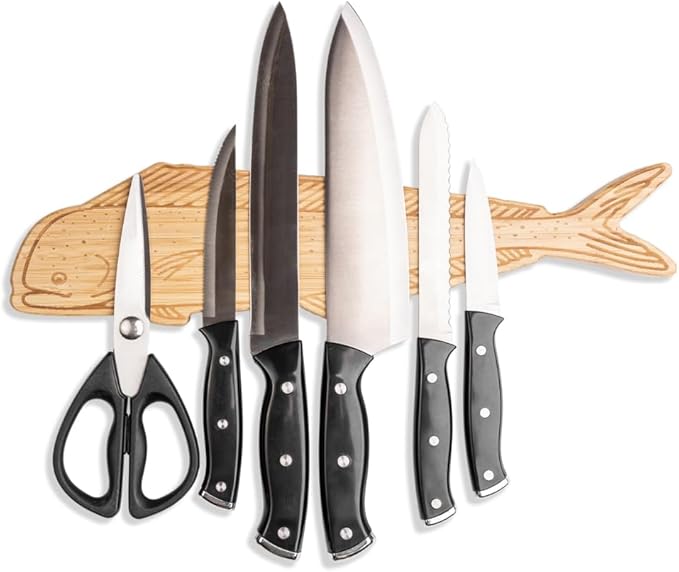 Mint Bucket Brands Premium Mangetic Knife Holder for Wall - Strong Heavy-Duty 16 Inch Engraved Magnet for Knives - Wall or Refrigerator Kitchen Magnetic Knife Stripe - Designed in U.S. (Mahi-Mahi)