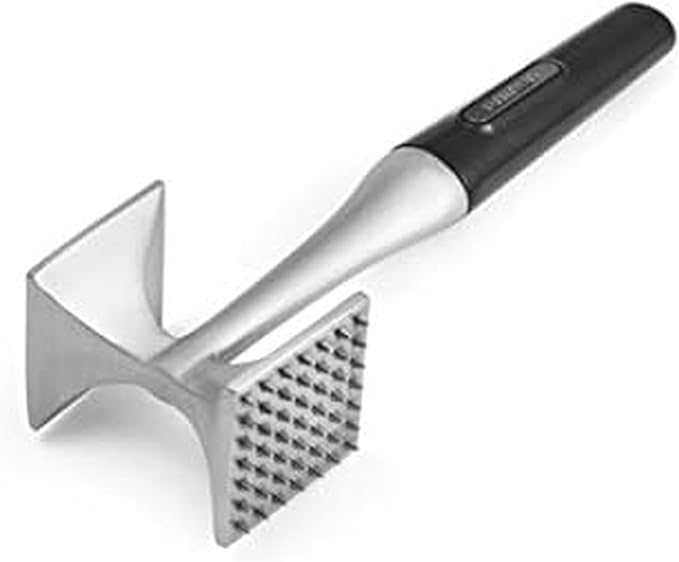 Farberware Professional Dual-Sided Rigid and Texture Stainless Steel Meat Tenderizer with Comfort Grip Handle, Great for Pounding Meat, Shellfish, Nuts, Dishwasher Safe, Black