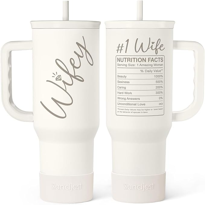 SANDJEST Gift for Wife from Husband – 40oz Insulated Stainless Steel Tumbler with Handle and Straw, Gifts for Anniversary, Birthday, Christmas, Valentine, Coffee Travel Mug