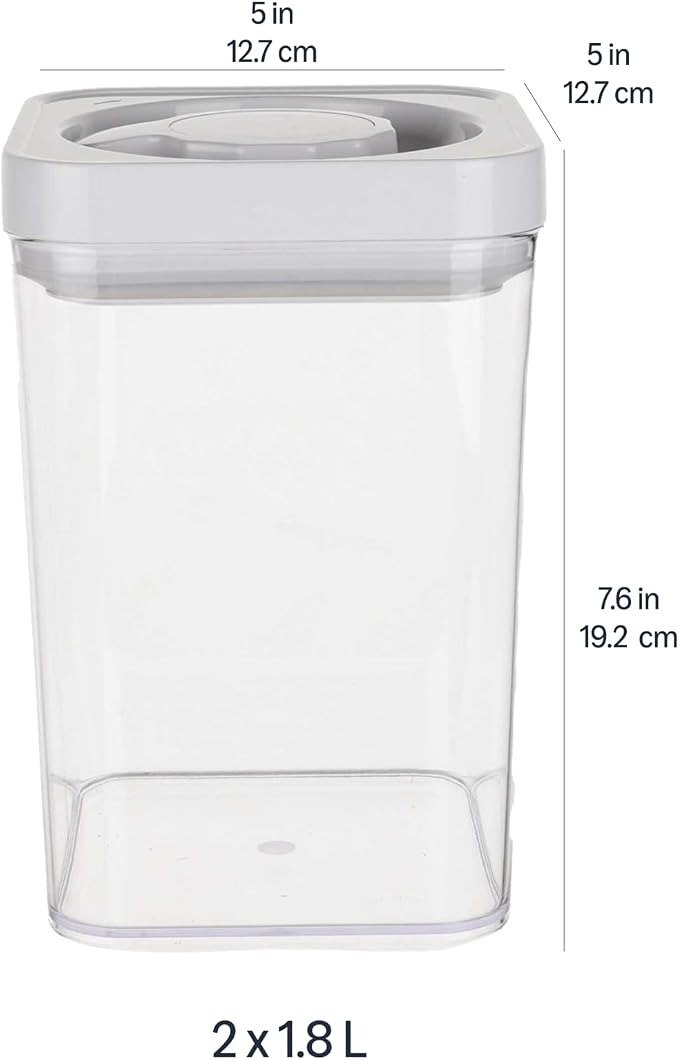Amazon Basics Airtight Food Storage Containers, BPA Free, Dishwasher Safe, with Twist/Turn Lids, for Kitchen Pantry Organization, 10-Piece Square Set, Clear Plastic