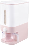 Rubtlamp 22.5-25 Lbs Pink Rice Dispenser, Rice Storage Container, Pink Rice Storage Container with Measuring Cup, Rice Holder Bucket for Household Kitchen Rice Soybean Corn