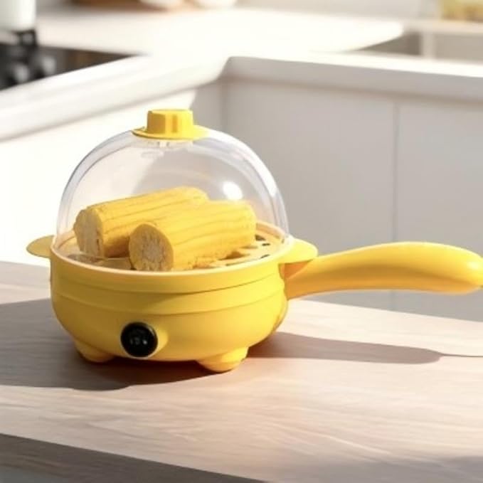 Boiled Egg Cooker 450W,Hard Boiled Eggs Cooker Electric 7 Egg Capacity,Plastic,Auto Power Off with Measuring Cup,Compact,Easy for Kitchen,Travel,Yellow (Yellow)