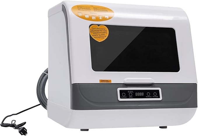 Countertop Dishwasher 800W Electric Dishwasher Stainless Steel Portable Dishwashers with 3 Wash Modes & 8L Water Tank Touch Mini Dishwashers for Small Households, Apartments