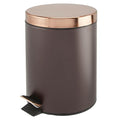 mDesign Pedal Bin - Metal Waste Bin with Pedal, Lid and Plastic Bucket Insert - Perfect for Bathroom, Kitchen, and Office - Ergonomic Design - Bronze/Rose Gold