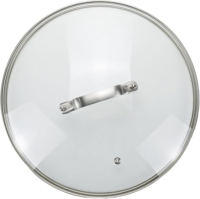 12 Inch Clear Glass Pot Lid for Frying Pan Replacement Cover Can Withstand 356°F (180℃) with Stainless Steel Arch Bridge Handle,Matte Silver