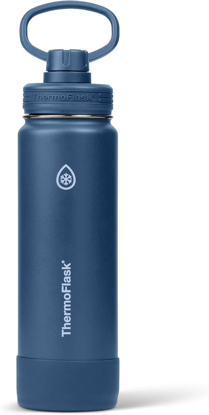 ThermoFlask Insulated Water Bottle with Spout Lid (24 oz, Navy) - Leakproof, Stainless Steel Water Bottle for Cold & Hot Drinks, Travel & Daily Hydration