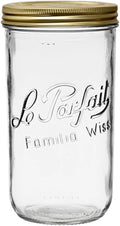 Le Parfait Familia Wiss 48oz (1.5L) Wide Mouth Glass Canning Jar – 1PK Made in France, Airtight 2-Piece Lid, Reusable Zero Waste & Eco-Friendly for Kitchen Storage, Meal Prep & Fermentation