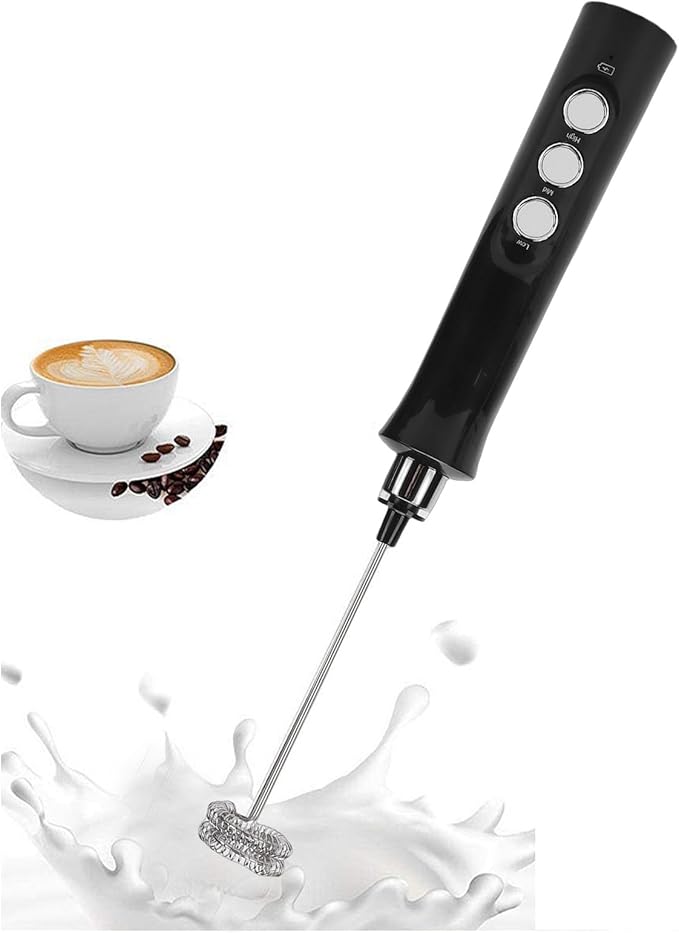 Pissente Handheld Milk Frother, Plastic Rechargeable Electric Whisk with 1200mAh Battery, Perfect for Latte Cappuccino Hot Chocolate At Home
