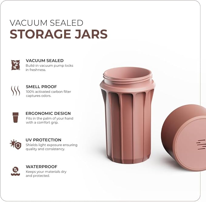 Staze Air Tight Smell Proof Container (148ml) – Vacuum Seal Jar - Waterproof Food Storage Canister, Portable Small Smell Proof Jar for Coffee, Herb, Spice & Gummies - (Desert Trio)