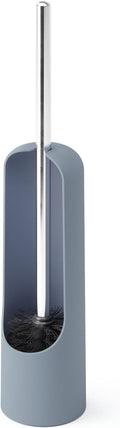 Umbra Touch Toilet Brush with Hideaway Holder – Durable, Slim, Plastic and Metal Bowl Cleaner with Bristles, Slate Blue