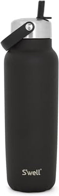 S'well Recycled Stainless Steel Explorer with Flip Straw Lid and Handle, 40oz, Onyx, Triple Layered Vacuum Insulated Containers Keeps Drinks Cold for 54 Hours and Hot for 12