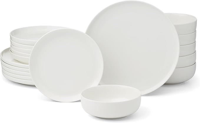 Oneida Dinnerware Set, 24 Seven White 18-Piece Dinnerware Set, Service For 6, Porcelain Material, Dishwasher And Microwave Safe, Bowls, Plates And Bowls, Dinner Dishes, Plates, Home (White, 18 Piece)
