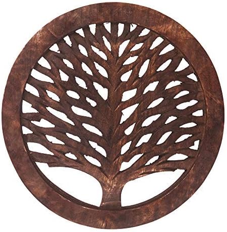 Set of 2 Wooden Trivets for Hot Dishes Pots and Pans Tea Pot Holders Nonslip Heat Resistant Kitchen Counter Accessories for Table Countertops (TRWAL) 8" Diameter Tree of Life