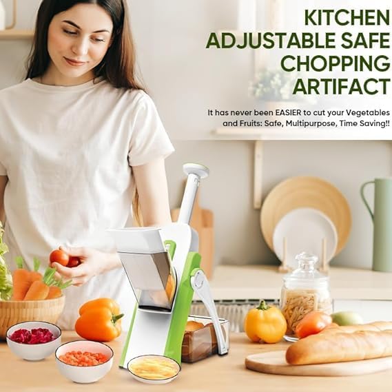 Saker Adjustable Safe Vegetable Slicer,Safe 5-in-1 Mandoline Slicer, Adjustable Vegetable Chopper & Fruit Slicer for Fast Meal Prep, 0.1-8mm Thickness (blue)