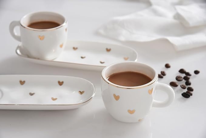 Pampa Bay Heart To Heart Set of 2 Espresso Cups & Saucers