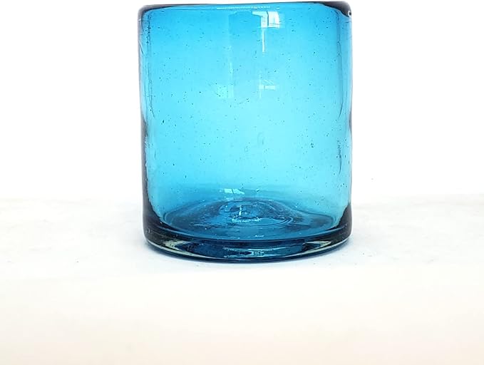 Solid Aqua Blue 9 oz Short Tumblers (set of 6), Recycled Glass, Lead-free, Toxin-Free (9oz Tumbler)