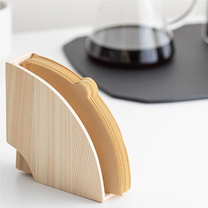 &NE NTR-376 Coffee Filter Holder, Natural, Width 6.6 x Depth 1.6 x Height 3.5 inches (16.7 x 4.0 x 8.8 cm), Magnet, Made in Japan, Wood, Paper, Paper, Case, Stand, Cone, Trapezoid, Stores 30 Pieces, 1