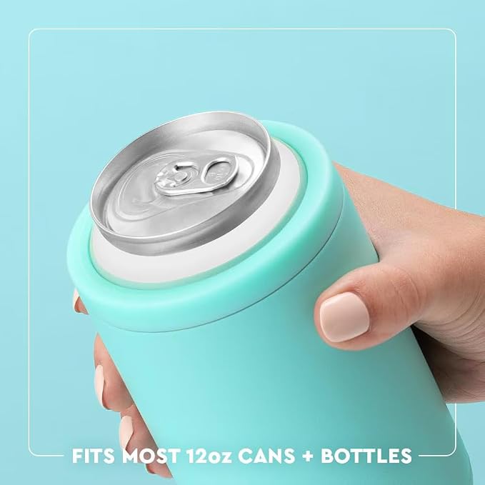 Swig Life Standard Can Cooler, 12oz Insulated Bottle & Can Holder, Stainless Steel Cooler, Covers for Standard 12 oz Beer Bottles, Beach Accessories for Women in Sea Swirl