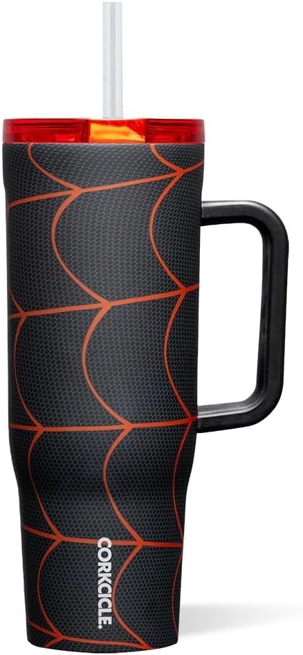 Corkcicle Cruiser Insulated Tumbler with Handle & Straw - Keeps Drinks Ice Cold - Triple-Insulated - Leakproof Travel Mug - BPA-Free - Summer Drinkware Gift - 40 oz, Miles Morales