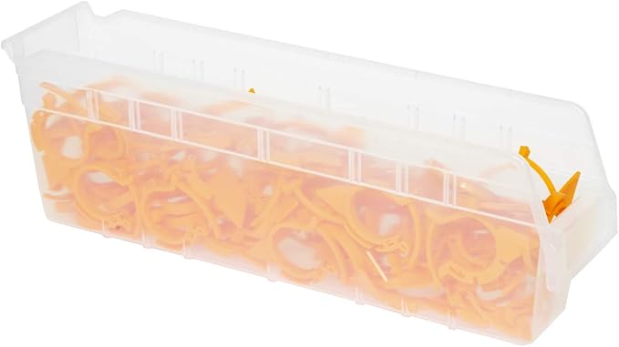 Akro-Mils 30048 Plastic Nesting ShelfMax Storage Bin Box, (18-Inch x 4-Inch x 6-Inch), Clear, (8-Pack)