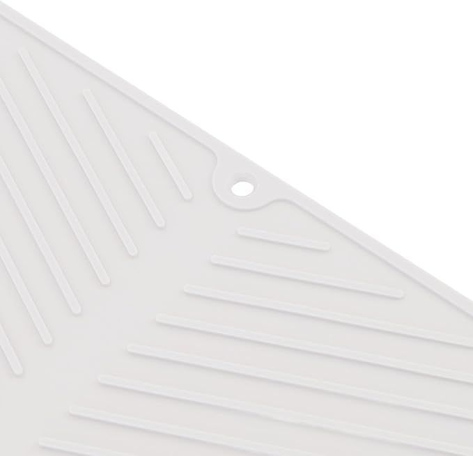 Draining Board Mat, Non Slip Silicone Dish Drying Mat Flume Drain Board Drainer Mat for Kitchen Countertop Tabletop Accessories (White)