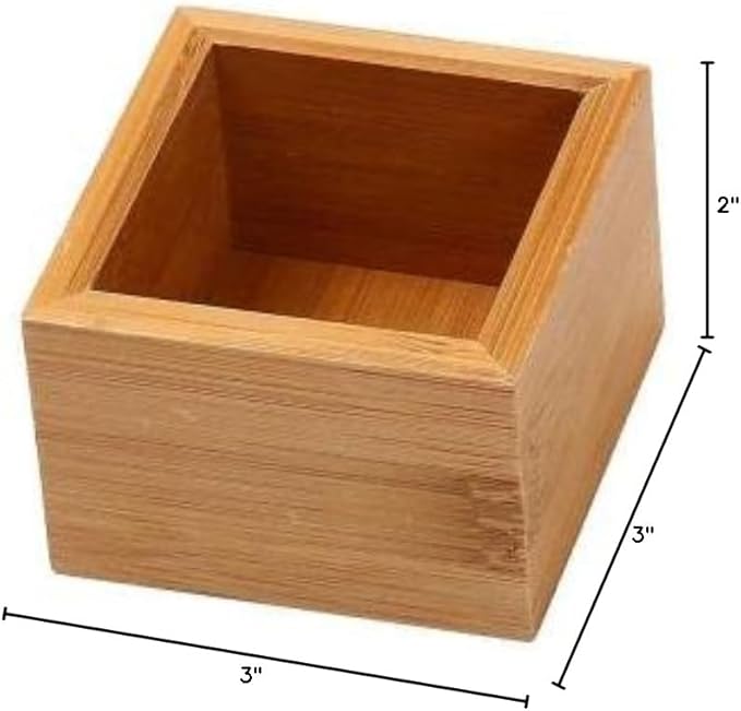 YBM Home Bamboo Drawer Organizer Storage Box for Kitchen Drawer, Junk Drawer, Office, Bedroom, Children Room, Craft, Sewing, and Bathroom, 2 Pack 3x3x2 inch