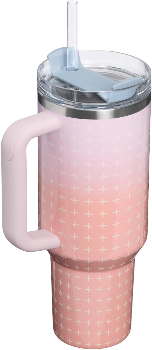 STANLEY Quencher H2.0 Tumbler with Handle and Straw 40 oz Flowstate 3-Position Lid Cup Holder Compatible for Travel Insulated Stainless Steel Cup BPA-Free Sorbet Plus