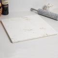 Diflart Natural Marble Stone Cutting Board for Kitchen, 16x16 Inch, White with Gold Veins, Marble Slab Pastry Board Large with Non-Slip Feet for Backing, Cheese, Chocolate, Pack of 1 Piece