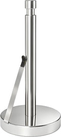 YUMORE Heavy Duty Stainless Steel Paper Towel Holder – Easy One-Handed Tear, Weighted Base Non-Slip, Tension Arm Prevents Unraveling, Countertop Paper Stand for Kitchen, Fits Most Size Rolls (Chrome)