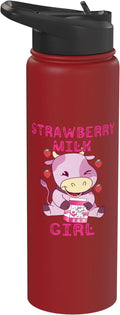 Strawberry Milk Girl Japanese Strawberry Shake Cute Pink Cow Stainless Steel Insulated Water Bottle