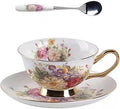 Honorable Coffee Cup Mug, Cappuccino, Tea Cup, with Saucer for Latte, Fine Bone Porcelain, Reactive Glaze, 6.8 Oz-1pcs (Flowers in Full Bloom)