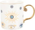 DOITOOL Ceramic Evil Eye Coffee Mug Turkish Coffee Cup with Handle Boho Eyes Tea Cups Arabic Greek Drinking Glasses Dishwasher Safe (Random Pattern)
