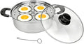 Stainless Steel Egg Poacher Pan - 4-Cup Non-Coated Egg Cooker Poached Egg Maker, Heavy Duty Egg Poaching Pan for Home Kitchen