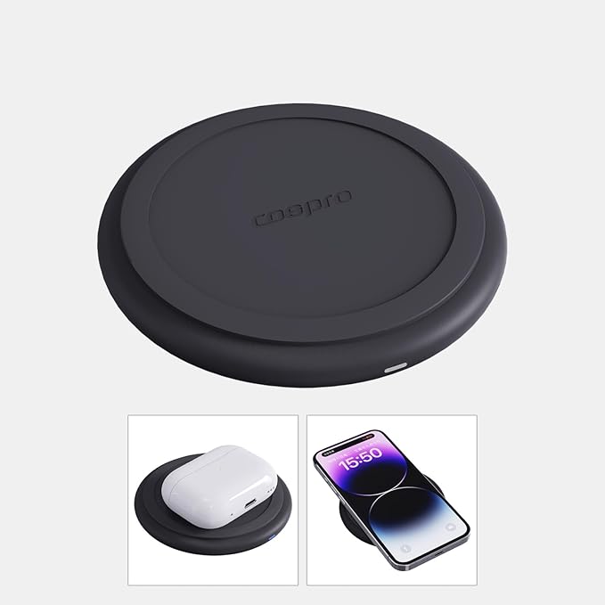 COSPRO Electric Grinder with Qi-Wireless Charging Base | Kitchen Gift | Rechargeable Automatic Spice Mill | Stainless Steel | One Hand Button Use | Adjustable Coarseness | Easy Clean