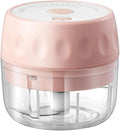 Mini Portable Electric Chopper for Garlic Onion, 100ML Electric Garlic Chopper Food Chopper, USB Rechargeable Vegetable Chopper Garlic Mincer Small Food Processor for Veggie Meat (Gray : Pink)