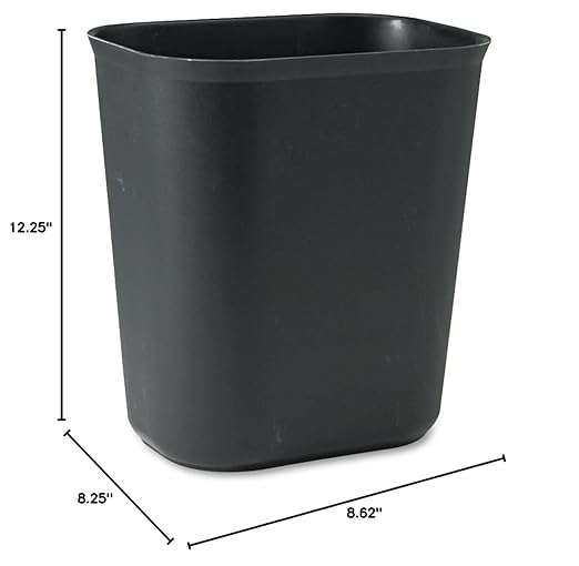 Rubbermaid Commercial Products Fire Resistant Wastebasket 14 Qt/3.5 GAL, Black, for Hospitals/Schools/Hotels/Offices/Homes