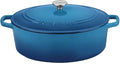 Cuisinart Chef's Classic Enameled Cast Iron Dutch Oven with Lid, Porcelain Enameled Interior, Oven Safe, Induction Compatible, 7-Quart, Oval, Gradient Blue